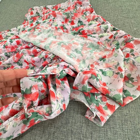 Harper Wren Cute Floral Romper Small Strapless Lined Light Lavender Red Green - Picture 7 of 16